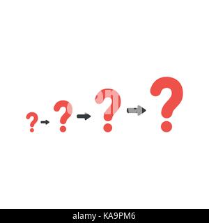 Flat design style vector illustration concept of growing problems with red question marks symbol icon on white background. Stock Vector