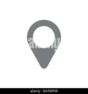 Flat design style vector illustration of grey and white placemarker pointe symbol icon on white background. Stock Vector