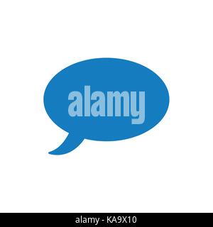 Flat design style vector illustration of blue speech bubble symbol icon on white background. Stock Vector