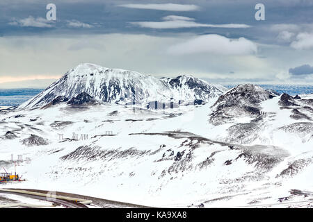 Iceland Scenery Viewed From The Crater Rim Of Krafla Volcano Stock Photo