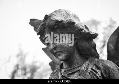 RAHWAY, NEW JERSEY - April 28, 2017: Details of an angel statue atop a grave at Rahway Cemetery Stock Photo