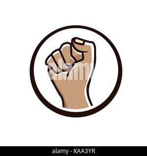 bold fist illustration, silhouette design, isolated on white background. Stock Vector