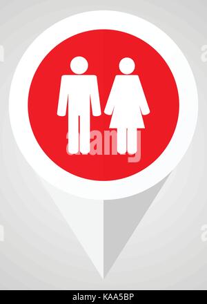 Couple vector icon. White and red web pointer in eps 10 for webdesign and smartphone applications. Stock Vector