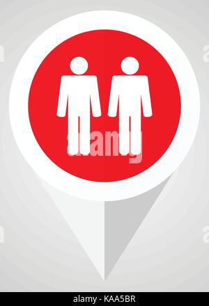 Couple vector icon. White and red web pointer in eps 10 for webdesign and smartphone applications. Stock Vector
