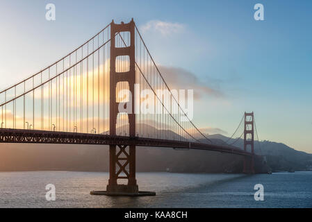 Golden Gate Bridge in San Francisco at sunset. Stock Photo