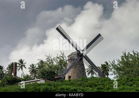 Morgan Lewis Windmill in St. Andrew, Barbados - one of only two working sugar mills in the world Stock Photo