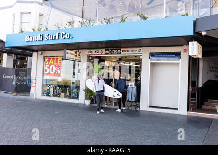 A surfboard hire shop on Campbell Parade in Bondi Beach in New South Wales, Australia Stock Photo