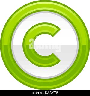 Use it in all your designs. The copyright symbol, or copyright sign, a circled capital letter C. Green rounded glossy button web internet icon. Vector Stock Vector