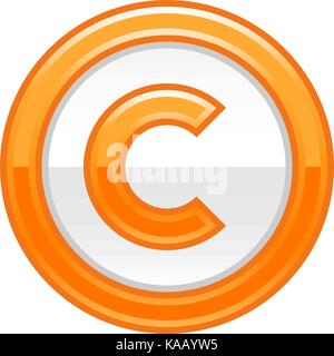 Use it in all your designs. The copyright symbol, or copyright sign, a circled capital letter C. Orange rounded glossy button web internet icon. Vecto Stock Vector