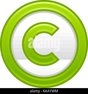 Use it in all your designs. The copyright symbol, or copyright sign, a circled capital letter C. Green rounded matte button web internet icon. Vector  Stock Vector