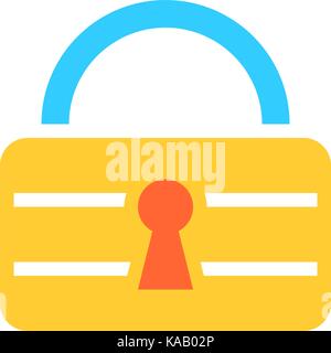 Flat padlock icon lock sign password button. Quick and easy recolorable shape isolated from background. Vector illustration a graphic element for web  Stock Vector