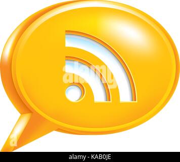 Use it in all your designs. Orange speech bubble Icon with RSS sign or Wi-Fi signal. Stock Vector