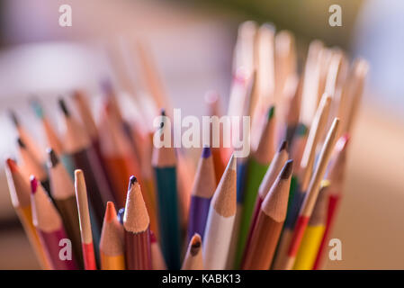 Close up of a Sharpened Colored Pencils Stock Photo