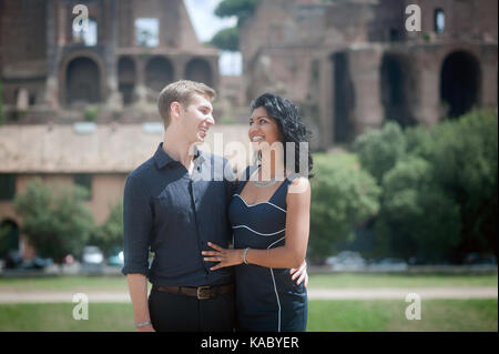 Young mixed race couple in Rome, Italy Stock Photo