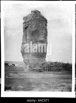 Rock pillar at Acoma, New Mexico, 1886. (CHS 4537) Stock Photo