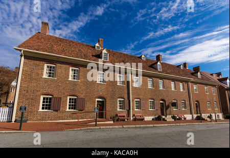 WINSTON-SALEM, NC, USA - DECEMBER 27:Single Sisters House, built in 1785, at Salem College on December 17, 2014 in Winston-Salem, NC, USA Stock Photo