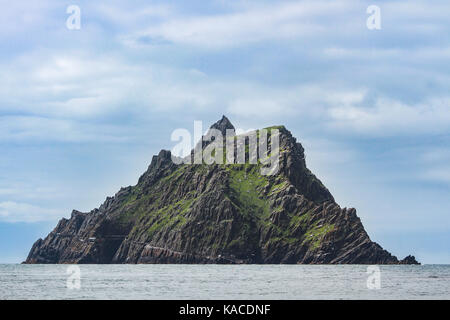 Skellig Michael, island nearby coast of Iveragh peninsula, County Kerry, Ireland, with medieval, early Christian monastery Stock Photo