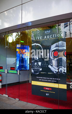Exhibition in advance of the live auction at the BFI IMAX on 26th September 2017 of TV and movie memorabilia