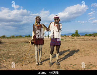 Africa Ethiopia Omo Valley Two young Daasanach tribe girls Stock Photo ...