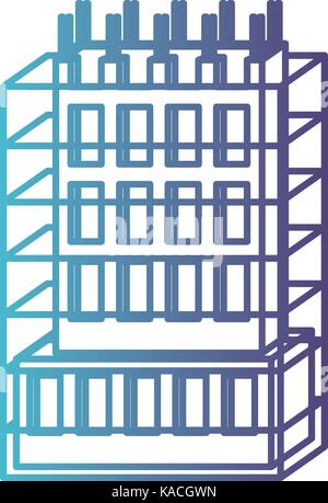 building under construction with scaffolding around in gradient color silhouette from blue to purple Stock Vector