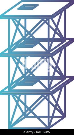 scaffold three floors gradient color silhouette from blue to purple Stock Vector