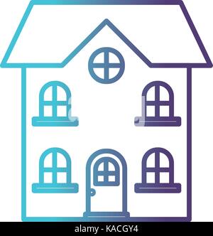 home of two floors gradient color silhouette from blue to purple Stock Vector