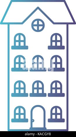 building apartment of four floors gradient color silhouette from blue to purple Stock Vector