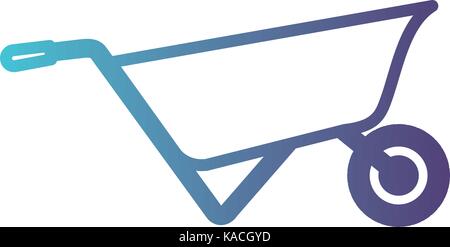 wheelbarrow flat icon gradient color silhouette from blue to purple Stock Vector