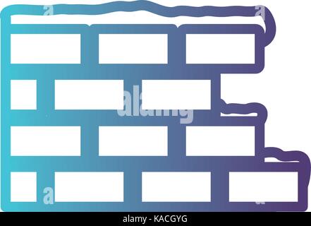 brick wall flat icon gradient color silhouette from blue to purple Stock Vector