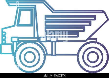 dump truck flat icon gradient color silhouette from blue to purple Stock Vector