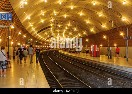 Platform C of the Monaco-Monte-Carlo railway station - Monaco Stock Photo
