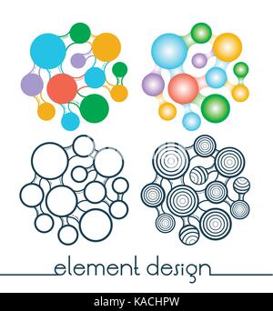 abstract design element as a logo, company symbol. The concept of merger, merger. Set design elements in different styles Stock Vector