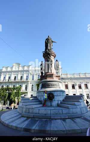 Monument to the founders of Odessa at Ekaterininskaya Square in Odessa. Stock Photo