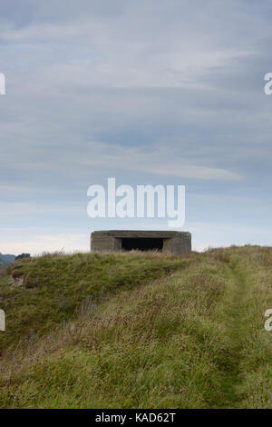 World War II gun emplacement on the Northumberland coast Stock Photo