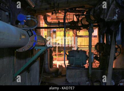 Utility tunnel between buildings in E B Eddy paper mill, Ottawa, Canada, closed in 2007. Stock Photo