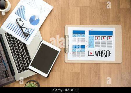 Website designer working layout sketch drawing Software Media WWW and Graphic Layout Website development project Stock Photo