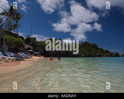 Achilles Bay beach, Bermuda located next to Ft. St. Catherine on the east end of Bermuda. Stock Photo