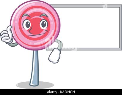 Thumbs up with board cute lollipop character cartoon Stock Vector