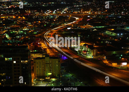 Aerial of San Antonio expressways at night Stock Photo