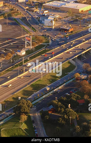 Vertical aerial of San Antonio expressways Stock Photo