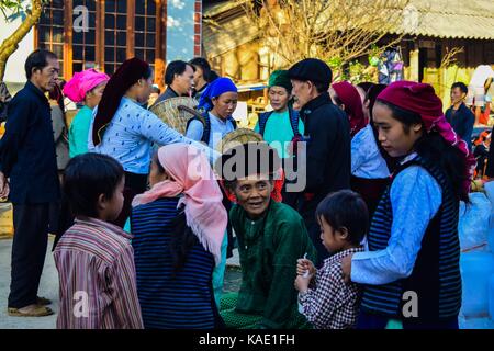 HA GIANG, VIETNAM - November 08, 2015: Woman in ethnic Hmong fair in Ha Giang, Vietnam. Ha Giang is home to mostly Hmong live. Stock Photo