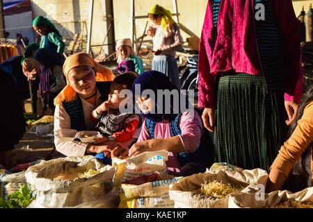 HA GIANG, VIETNAM - November 08, 2015: Woman in ethnic Hmong fair in Ha Giang, Vietnam. Ha Giang is home to mostly Hmong live. Stock Photo