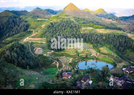Amazing mountain landscape in Dong Van karst plateau global geological park, Hagiang, Vietnam Stock Photo