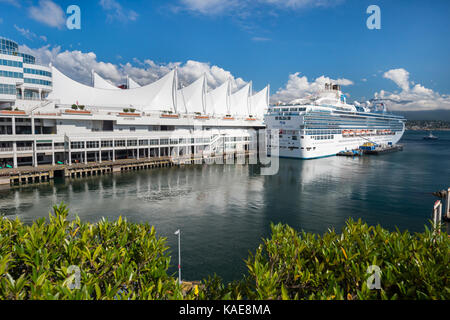 Vancouver, British Columbia, Canada - 13 September 2017: MS Island Princess cruise ship docked at the Vancouver Canada Place Cruise Ship Terminal Stock Photo