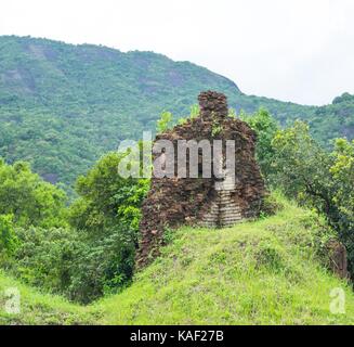 Vietnam, Iconic tower and side structure of My Son Cham towers. Stock Photo