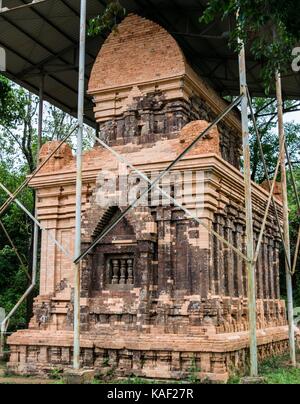 Vietnam, Iconic tower and side structure of My Son Cham towers. Stock Photo