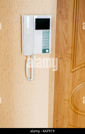 video intercom on the wall in the apartment Stock Photo