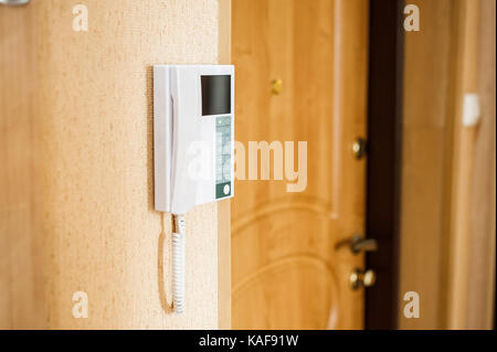 video intercom on the wall in the apartment Stock Photo