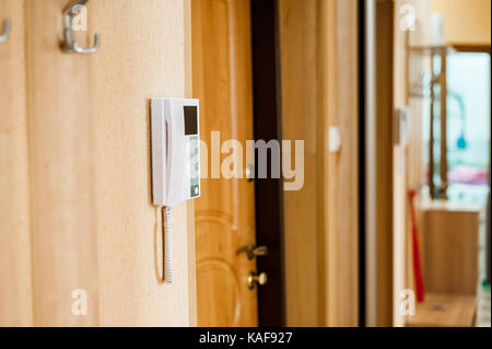 video intercom on the wall in the apartment Stock Photo