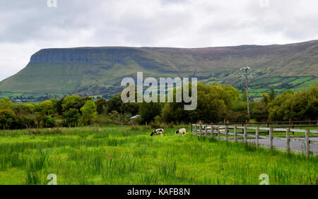 Part of Ben Bulben from a nearby farm in Sligo, Ireland. Stock Photo